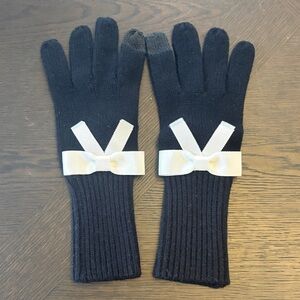 Women’s Kate Spade Black Gloves with White Bow